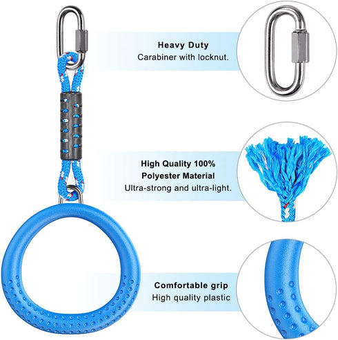 2 Pack Set,Swing Teens,1000LB Dolibest of Ninja Gymnastic Rings,Monkey Ring Outdoor Backyard Ninja Accessories Bar