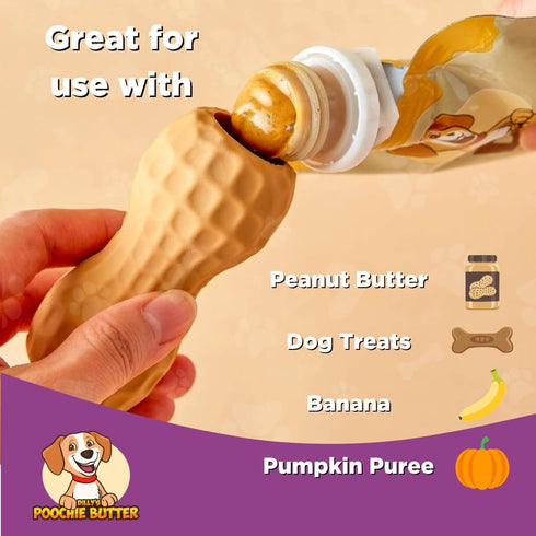 Peanut Butter Durable Chew Treat Toy for Dogs, Solid Natural Rubber Toy for Aggressive Chewers, Small