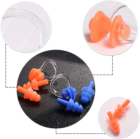 UPINS 14 Sets Silicone Nose Clips, Waterproof Swimming Nose Plugs and Earplugs for Adults and Kids