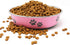 Fuzzy Puppy Food Bowl & Water Bowl, Designer Series, Paw Print Detail, Stainless Steel & Pink, 52 oz