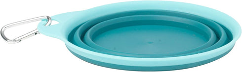 PetRageous 1-Cup Casey's Collapsible Pet Bowl, Aqua,Blue