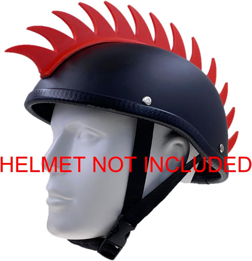 Punk Rubber Mohawk Warhawk Wig Accessory, Stick On Helmet for Ski Skate Bike Biker (Sharkfin - Red)