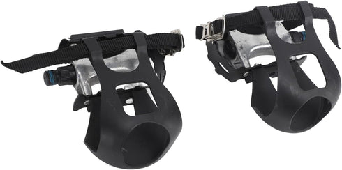 9/16 Exercise Bike Pedals, Aluminum Exercise Bicycle Pedals, with Toe Clip and Straps Pedal, Bike Pedal Straps