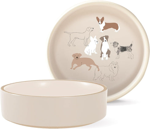 Fringe Studio Pencil Dogs Medium Stoneware Pet Bowl, PetShop Collection (479105)