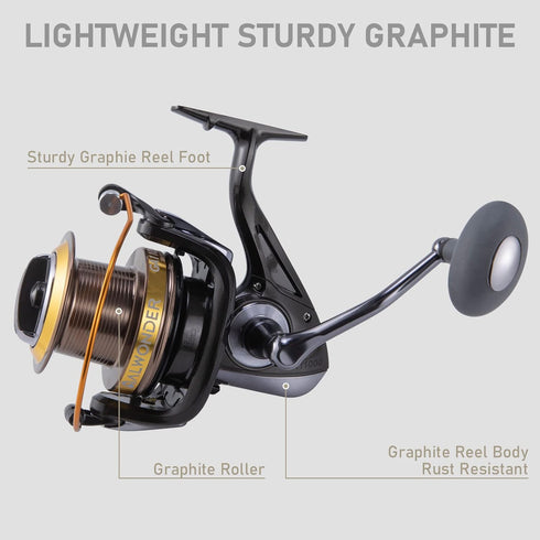 Saltwater Spinning Reel 10000/11000, Graphite Surf Fishing Reel with 11+1 Stainless Steel BBS, 31LB Max Drag