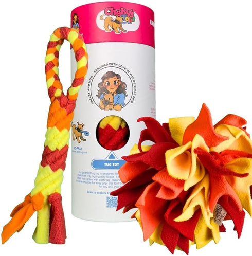 Chelsy's Toys 3-in-1 Enrichment Tube for Puppies - Tug Toy, Treat Dispenser