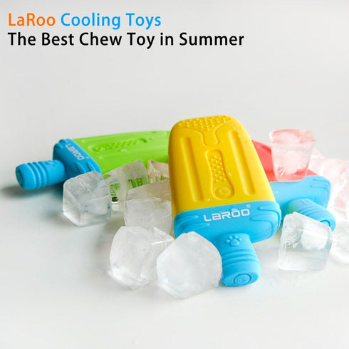 LaRoo Frozen Dog Toys for Summer Cooling, Upgraded Teething Chew Toy (Ice Pop Shape-Red), Prevention of Heat Stroke