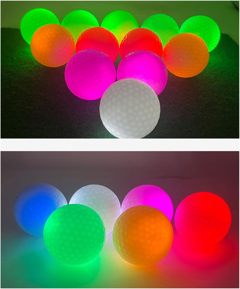 Aislor Colorful Shining Golf Balls Steady Light Flash Evening Play Solid Surlyn Shell Premium Bounce Quality Golf Tool