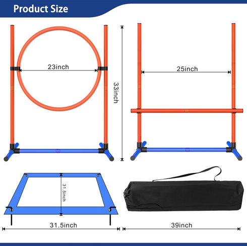 3 Sets Dog Agility Training Equipment, Obstacle Course Starter Kit for Indoor or Outdoor Game, Includes Storage Bag