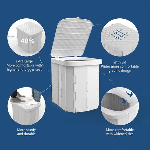 Hapoon Portable Camping Toilet for Adults XL Portable Folding Toilet with Lid,Travel Portable Potty for Adults,Porta