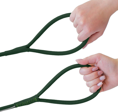 OOPSDOGGY 6ft Reflective Rolled Leather Dog Leash - Soft Lead for Small Medium Large Dogs, Heavy Duty Rope (Green,