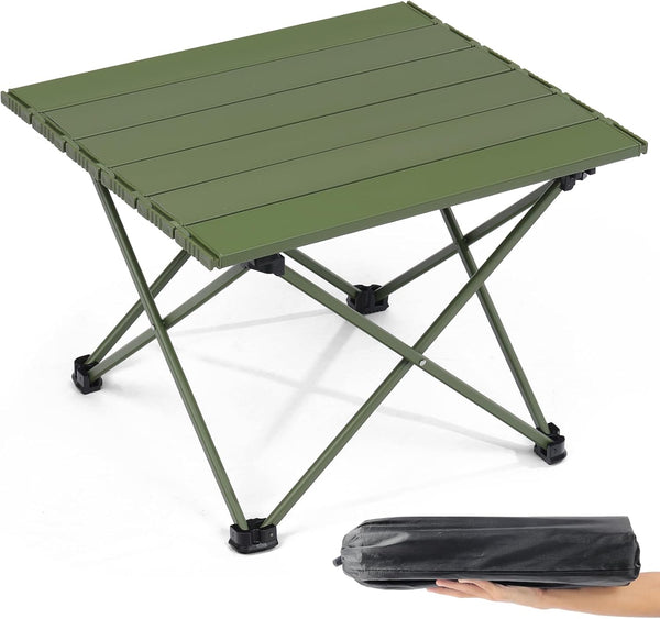 Small Folding Camping Table with Carry Bag, Portable Ultralight Compact Aluminum Beach