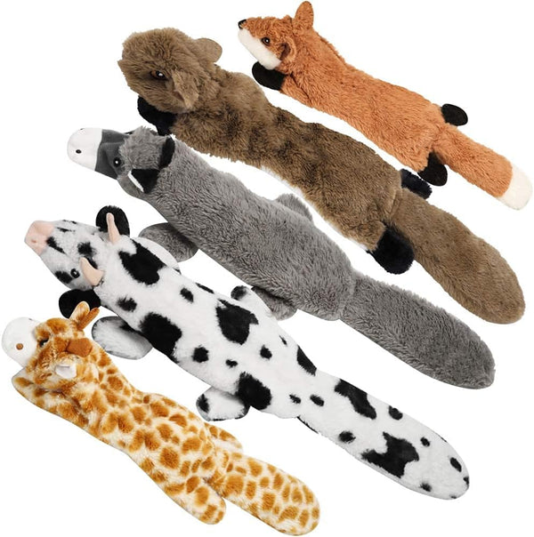Nocciola Dog Squeaky Toys, 5 PCS Crinkle Plush Dog Toys, No Stuffing