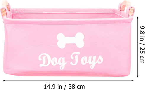 Dog Toy Basket, Dog Toy Storage Bins with Handle, Foldable Square Dog Toy Box Felt Dog Toy Storage Chest Organizer for Pet Toys Blankets 15"x7"x10"