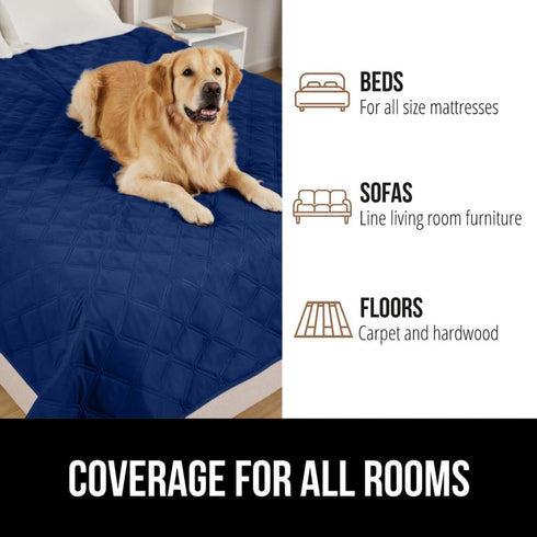 Gorilla Grip 100% Waterproof Dog Blanket, 82x102, Tear and Slip Resistant, Navy, Essential for Large Pets