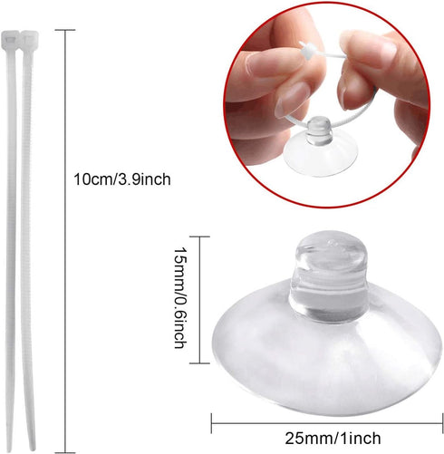 FEBSNOW Aquarium Suction Cups with 30 PCS Adjustable Cable Ties for Plants, Planter, Binding Moss Shrimp Nest (20)