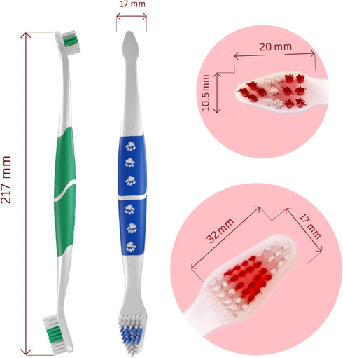 (Pack 4(Multi)) Pet Toothbrush for Dogs, Cats with Soft Bristles - Easy Teeth Cleaning & Dental Care, Non Slip Dual