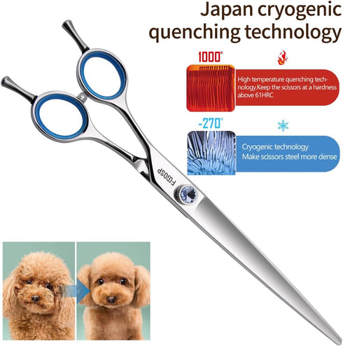 Straight Left Handed Dog Grooming Scissors 8.0'' Long, Large Dog Shears for Grooming Poodle