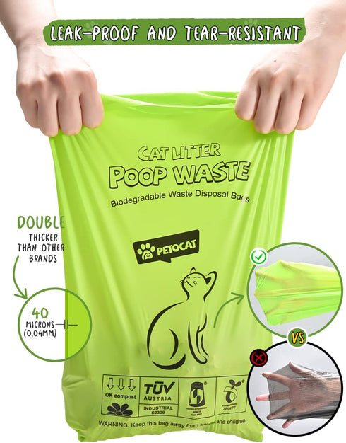 100 Count Cat Litter Bags for Poop Biodegradable Cat Waste Disposal Bag Leakproof Durable and Unscented Large to Fit