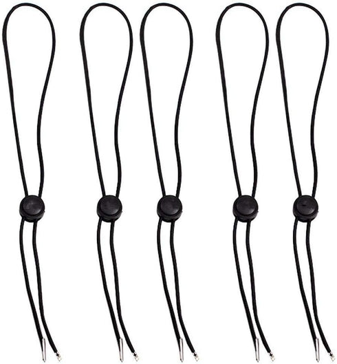 Hat Chin Cord, Flexible Removable Hat Chin Strap with Spring Loaded Stop Cord, Set of 5