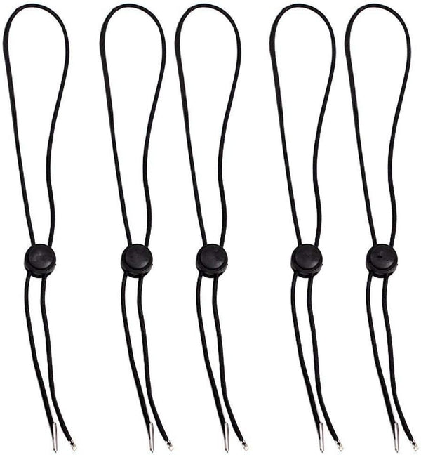 Hat Chin Cord, Flexible Removable Hat Chin Strap with Spring Loaded Stop Cord, Set of 5