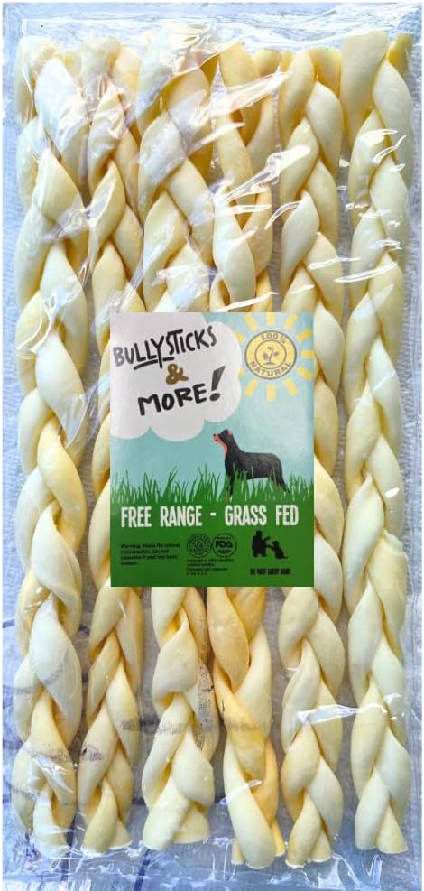 BULLYSTICKS & MORE Beef Cheek Braids for Dogs (10-12" Thick - 6