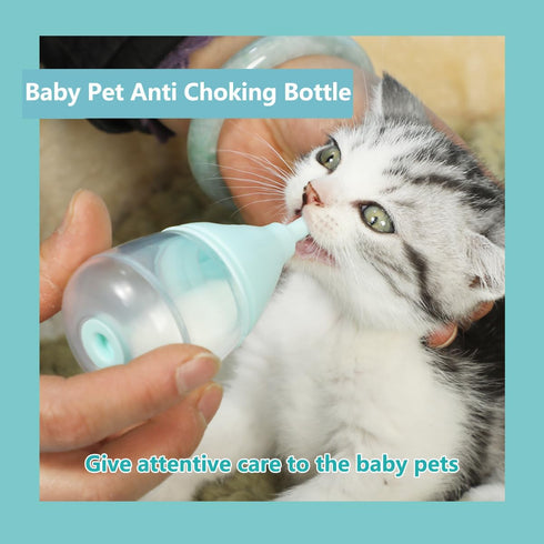 LogFaadCoi 3pcs 40ml+3pcs) Kitten Bottles for Nursing,Puppy Bottles for Nursing Puppy Milk, Anti-Choking Puppy Feeder
