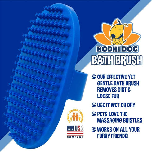 Bodhi Dog Shampoo Brush, Grooming Brush for Pets, Short Hair Dog Scrubber, Blue, 2 Count