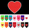 Pet and Dog Bandana, Screen Printed, Red Swiss Dot Heart, Navy Blue, Large