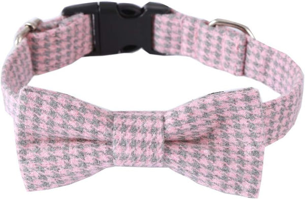 Love Dream Dog Collar Bow Tie, Soft & Comfy Adjustable Collar for Small, Medium, and Large Dogs (M, Pink)