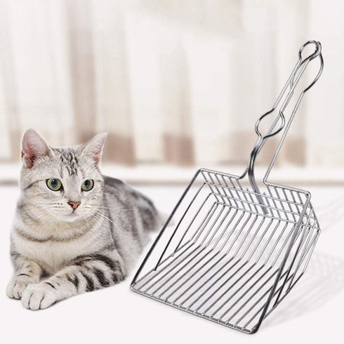 Cat Litter Scoop, Durable Metal Pet Kitty Sifter Heavy Duty with Long Handle for Easily Cleaning Litter Box
