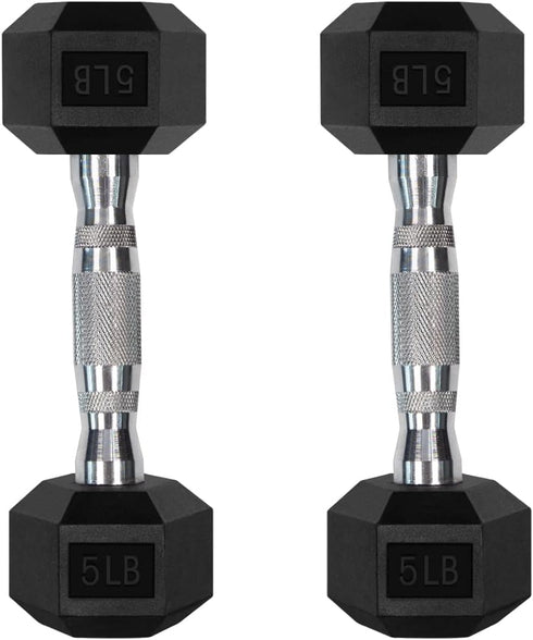 RitFit 5-300LBS Rubber Encased Hex Dumbbell Sets with Optional Rack for Strength Training, Home Gym Workouts