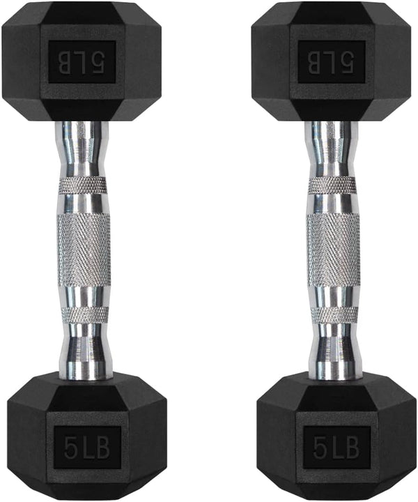 RitFit 5-300LBS Rubber Encased Hex Dumbbell Sets with Optional Rack for Strength Training, Home Gym Workouts