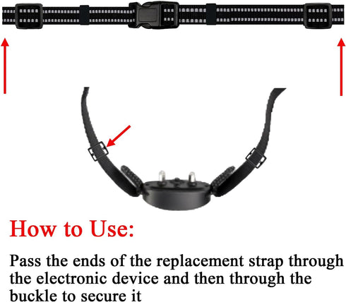Replacement Collar Strap for Shock Collar, Adjustable Reflective Nylon Collar Strap for Dog Training Bark Collar E