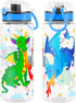 Home Tune 23oz Cute Water Bottle for School Kids Girls, BPA FREE Tritan, Leak Proof with Easy Clean Handle (Fire Dragon)