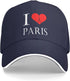 Unisex I Love Paris Baseball Hat, Adjustable Trucker Cap with Eiffel Tower Heart Design