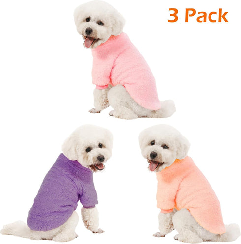 Dog Sweater, 3 Pack for Small Dogs, Ultra Soft and Warm Puppy Coat for Winter Christmas, Dog Clothes for Small Dogs