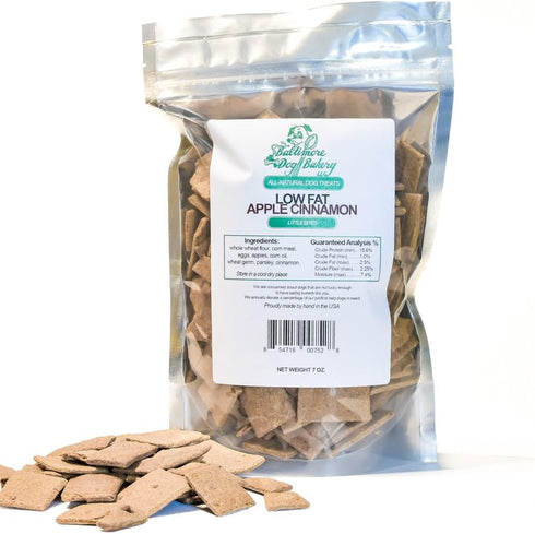Apple Cinnamon Low Fat All-Natural Dog Treats, 7oz Resealable Bag, Healthy Dog Cookies Made in The USA