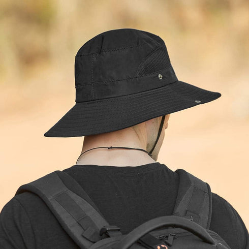 YOLAI Mens Outdoor Bucket Hat Mesh Breathable Sunshade Fisherman Cap Sunscreen Foldable Sun Visor Hat Outdoor Hiking