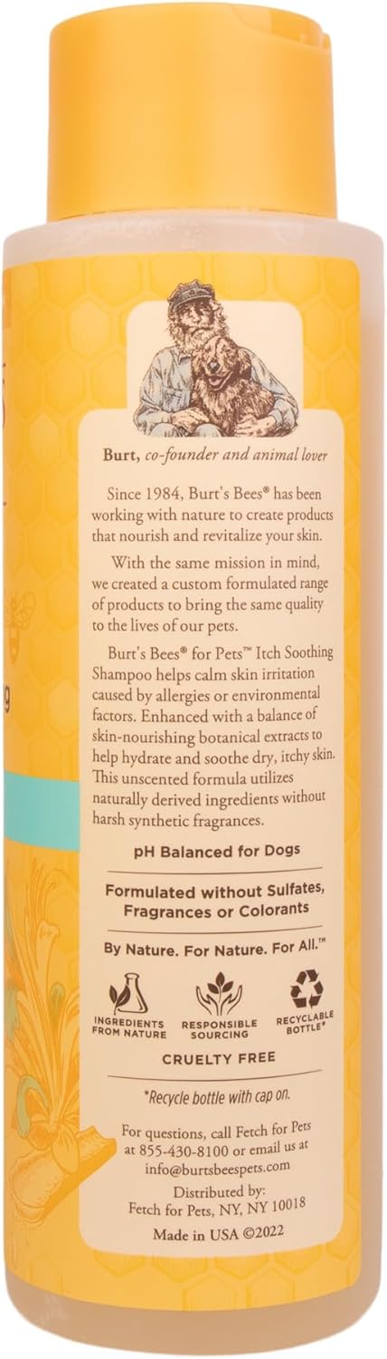 Burt's Bees Itch Soothing Shampoo with Honeysuckle, Anti-Itch Dog Shampoo for Sensitive Skin, 16 Oz - 2 Pack