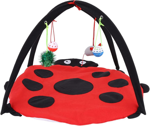 Foldable Cat Activity Play Mat Tent Multi Function Pet Bed with Hanging Toy Balls Cat Activity Center with Hanging Toy