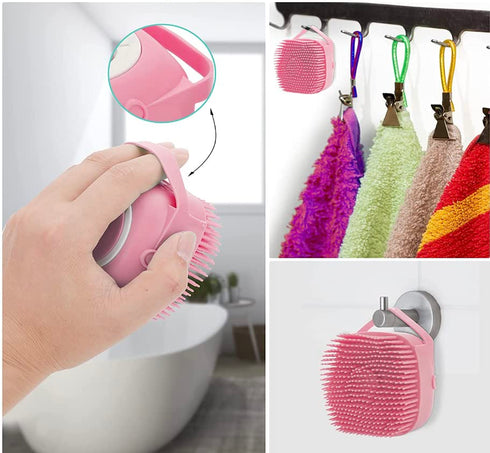 Pet Bath Massage Brush, Puppy Dog Cat Grooming Cleaning Soft (Pink)