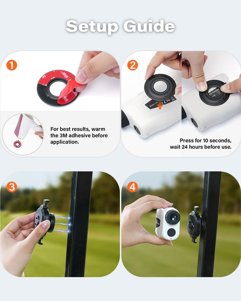 A2C 3M 1s Magnetic Range Finder Holder One-Lock Golf Rangefinder Mount with Adhesive Adapter, Lock & Release, Golf