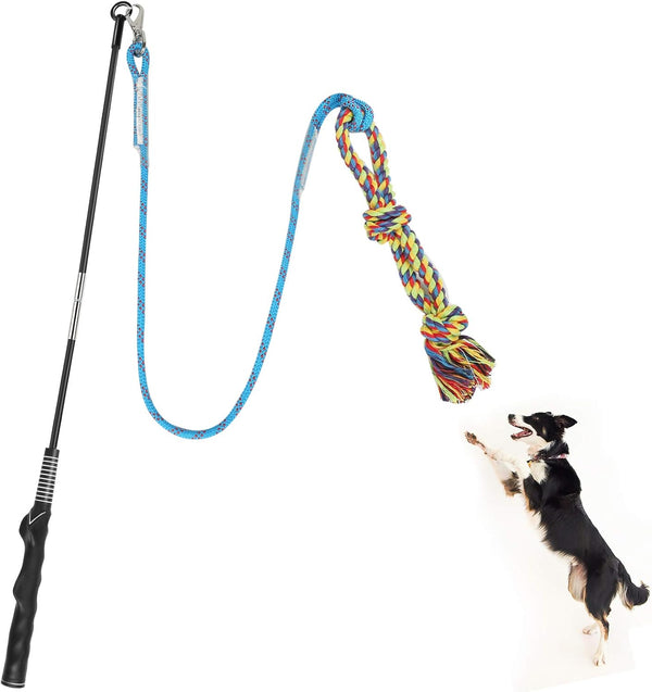 Flirt Pole for Dogs Pet Teaser Wand Outdoor Interactive Pet Dog Flirt