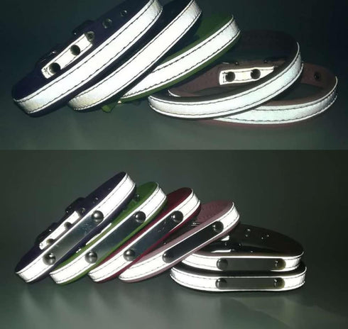 Reflective Dog Collar, High Bright Safety Synthetic PU Leather for XS Small Medium Large Dogs and Kittens (Black, XS)