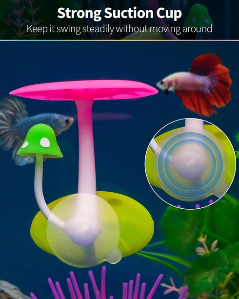 Uniclife 2 Pack Betta Mushroom Hammock, Soft Aquarium Rest Bed with Suction Cup for Fish Tank Landscape