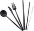Gugrida Luxury Black Matte Portable Stainless Steel Travel Flatware Set of 7, Eco-Friendly with Carrying Case