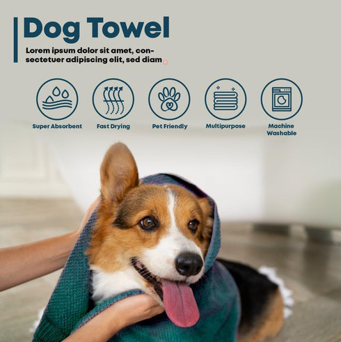 Dog Towel for Drying Dogs Large - Super Absorbent Microfiber Quick Dry Bath Grooming Towel (Purple)