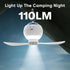 Portable Camping Fan with LED Lantern, Rechargeable Ceiling Fan with Remote Control for Tent and RV