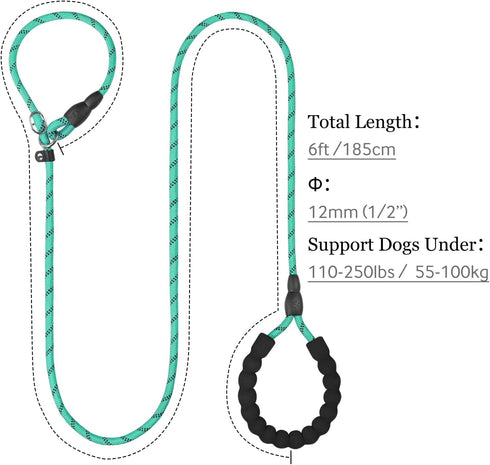 TagME Slip Leads for Dogs, 6 FT Heavy Duty Leash with Padded Handle, Strong No Pull Training Leash for Small Dogs